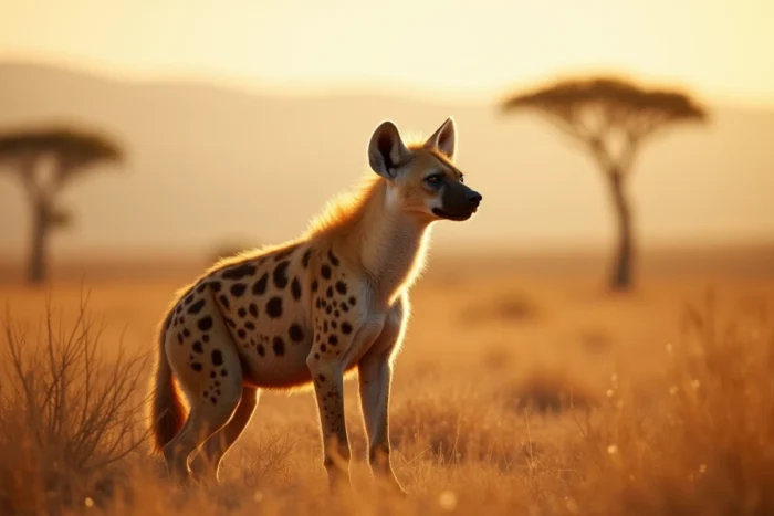 Hyène tachetée dans la savane africaine symbole de l'identité de genre non binaire dans la nature