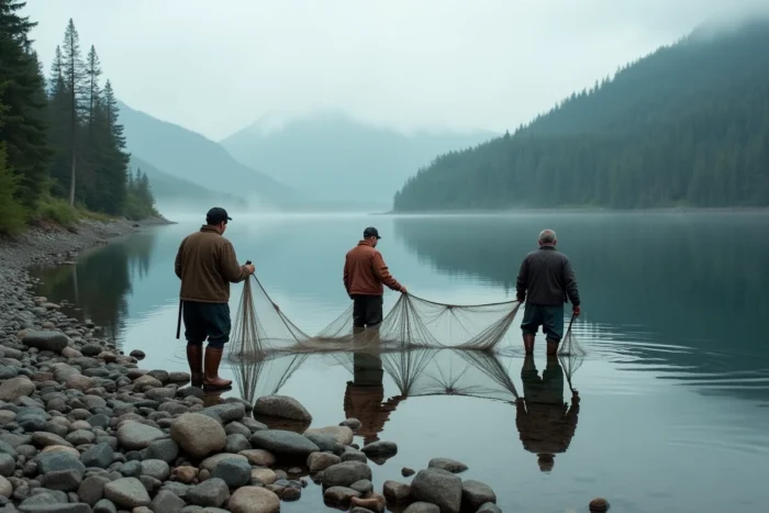 Pêcheurs norvégiens sur un fjord intact, illustrant la résilience climatique des pays nordiques face au réchauffement mondial