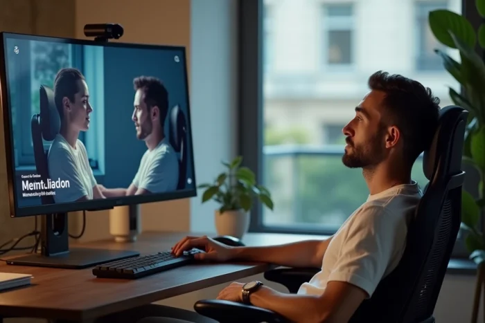 Homme visionnant des épisodes de Plus belle la vie en avance sur ordinateur via Mamcin